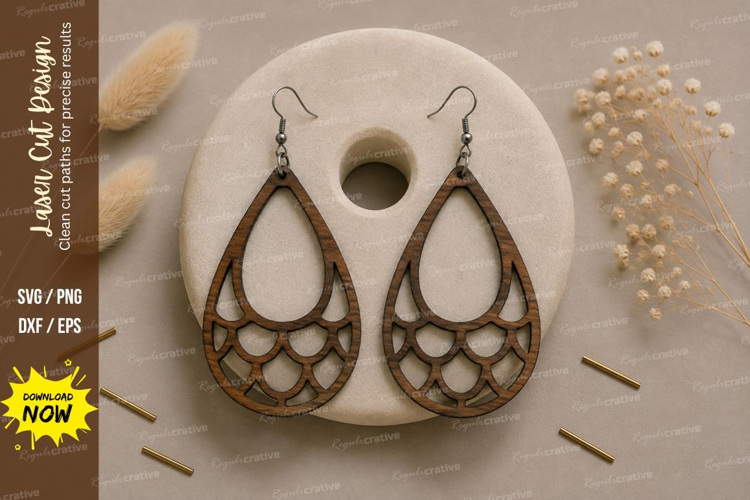 Floral Teardrop Earrings Laser Cut SVG File floral earrings