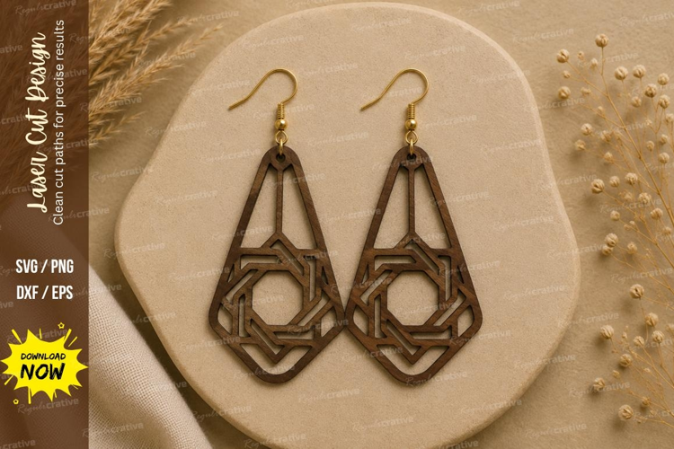 Geometric Drop Earrings Laser Cut SVG File geometric earring