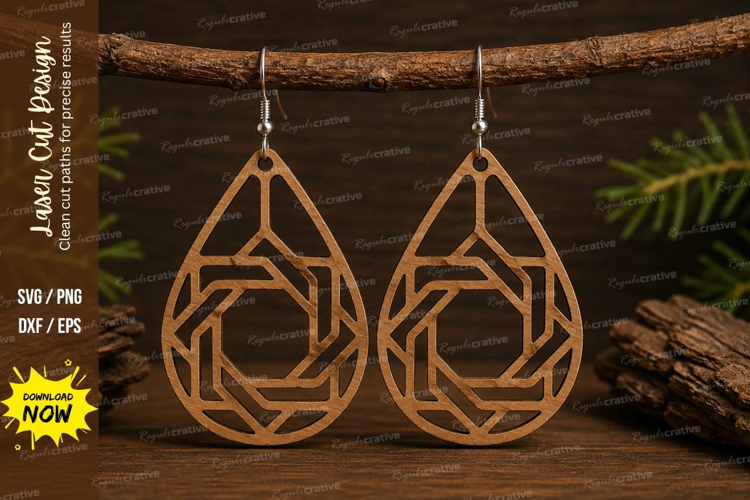 Rose Geometric Earrings Laser Cut SVG File rose earrings svg