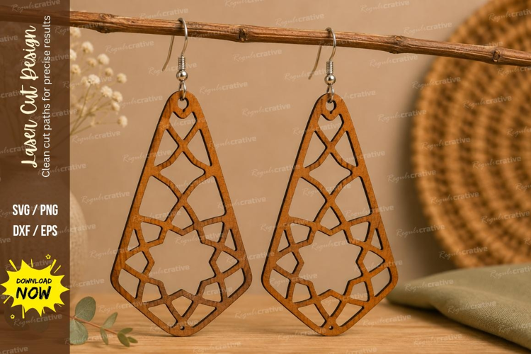 Geometric Lattice Earrings Laser Cut SVG File geometric earr