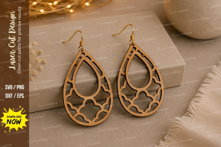 Floral Teardrop Earrings Laser Cut SVG File floral earrings
