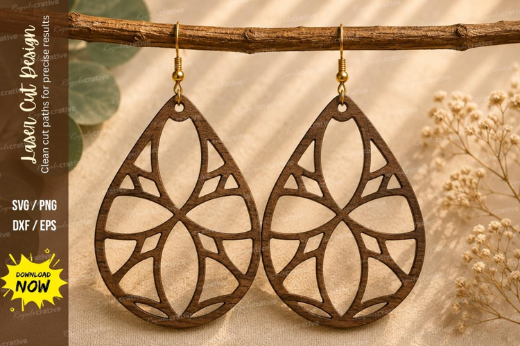 Leaf Lattice Earrings Laser Cut SVG File leaf earrings svg,