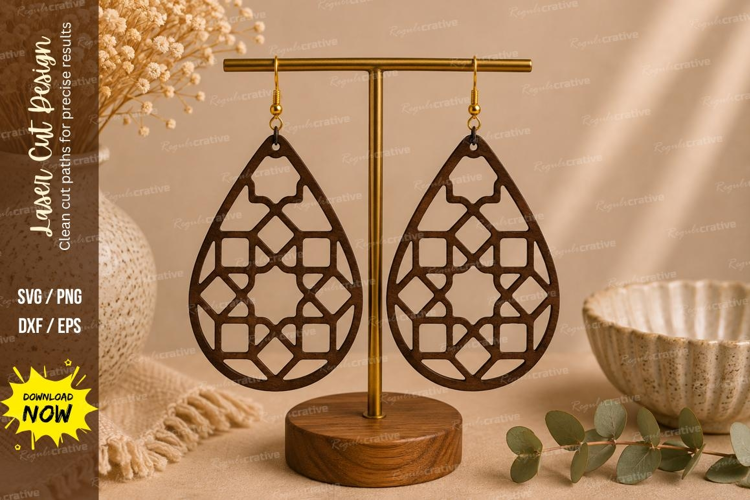 Geometric Teardrop Earrings Laser Cut SVG File geometric ear