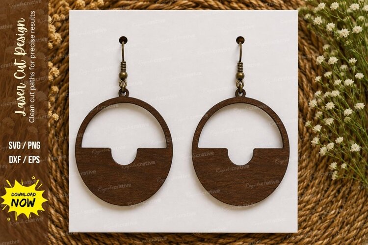 Half Circle Earrings Laser Cut SVG File half circle earrings example image 1