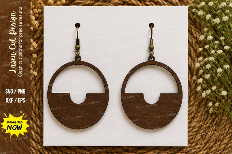 Half Circle Earrings Laser Cut SVG File half circle earrings