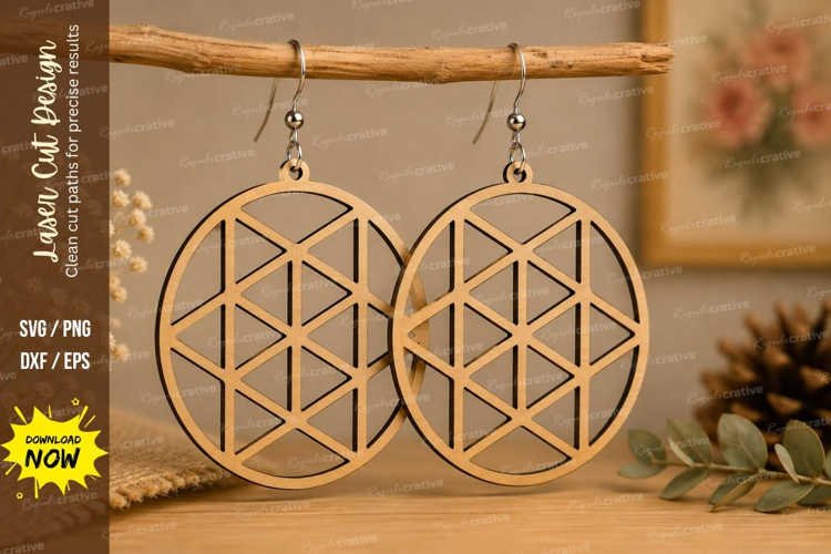 Geometric Circle Earrings Laser Cut SVG File circle earrings