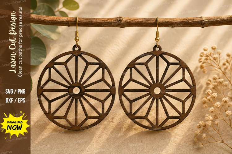 Geometric Mandala Earrings Laser Cut SVG File mandala earrin