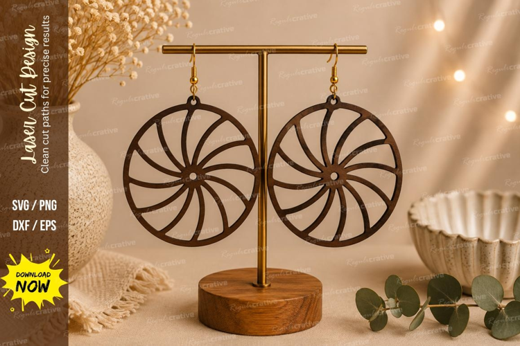 Spiral Circle Earrings Laser Cut SVG File spiral earrings sv