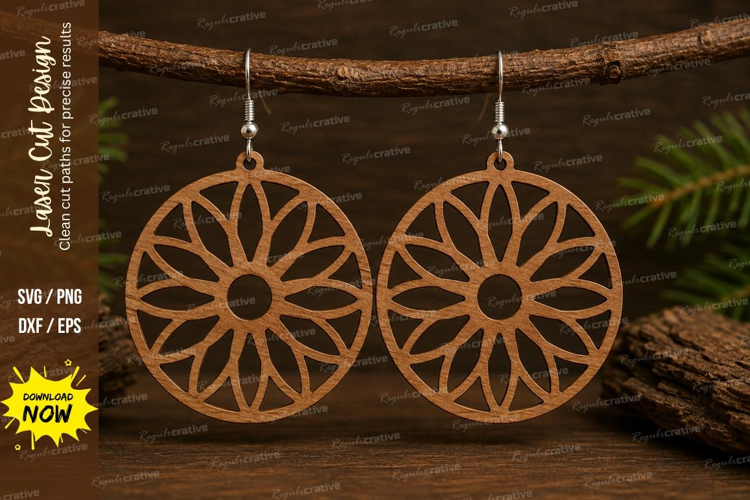 Sunburst Circle Earrings Laser Cut SVG File sunburst earring