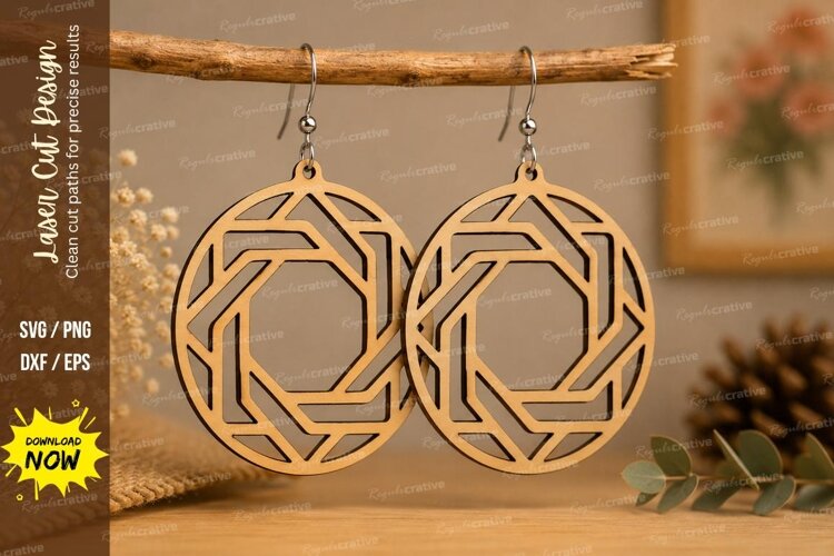 Geometric Octagon Earrings Laser Cut SVG File octagon earrin example image 1
