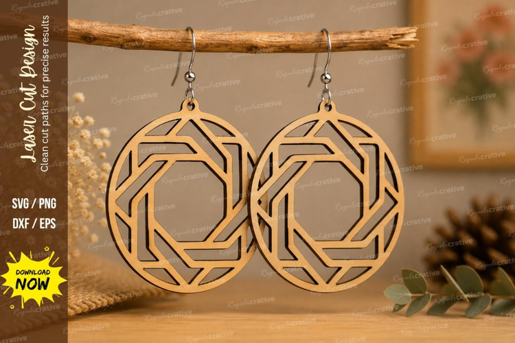 Geometric Octagon Earrings Laser Cut SVG File octagon earrin