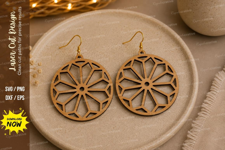 Geometric Flower Earrings Laser Cut SVG File flower earrings
