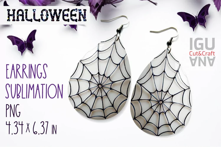 3d web Halloween Teardrop Earrings, web keychain sublimation
