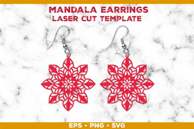 Mandala Earrings Laser Cut SVG Template, Earring Designs