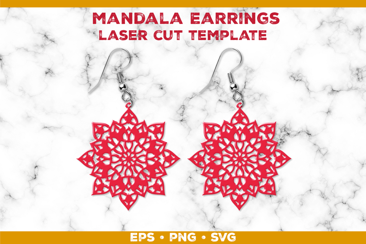 Mandala Earrings Laser Cut SVG Template, Earring Designs