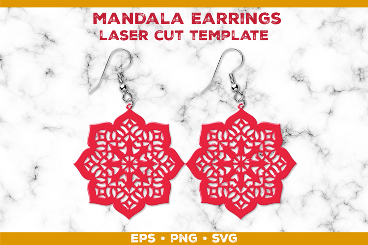 Mandala Earrings Laser Cut SVG Template, Earring Designs