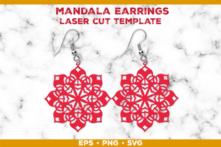 Mandala Earrings Laser Cut SVG Template, Earring Designs