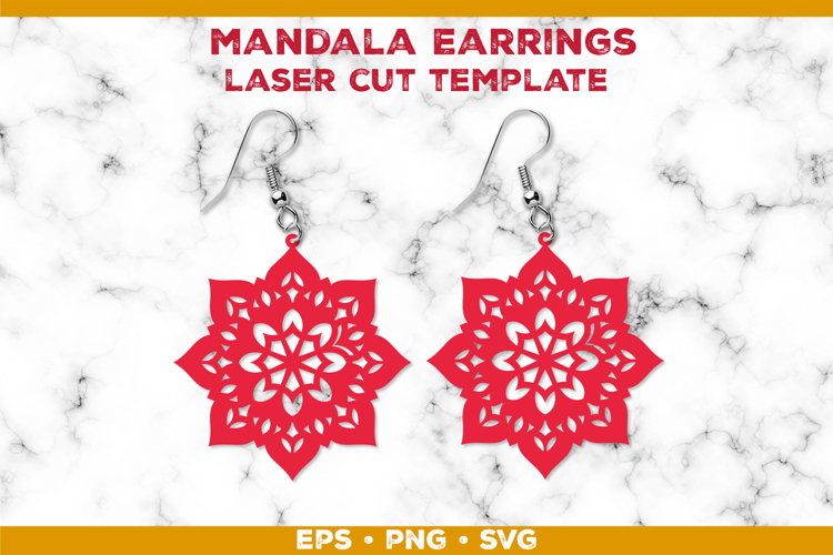 Mandala Earrings Laser Cut SVG Template, Earring Designs