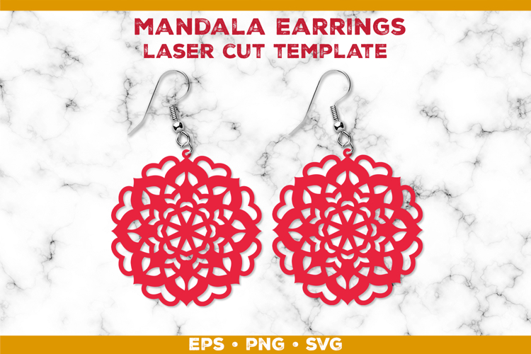 Mandala Earrings Laser Cut SVG Template, Earring Designs