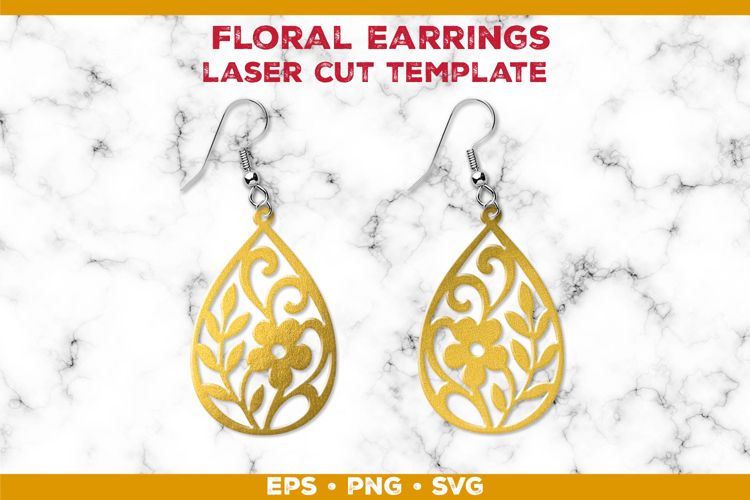 Floral Teardrop Earrings SVG Laser Cut Template