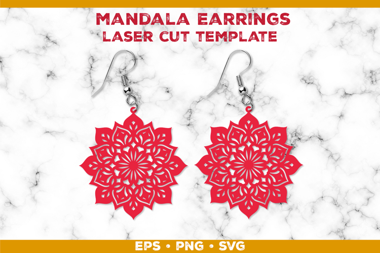 Mandala Earrings Laser Cut SVG Template, Earring Designs