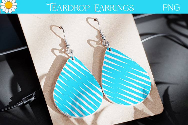 Blue Stripe Earrings | Neon Teardrop Jewelry Sublimation