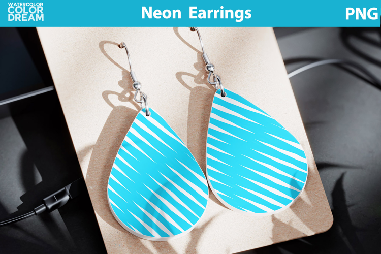 Blue Abstract Teardrop Earrings | Turquoise Stripe Earrings