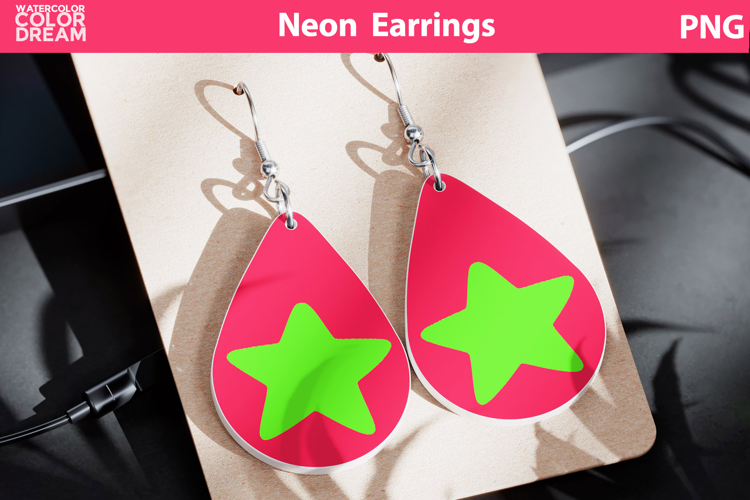 Neon Star Teardrop Earrings | Cheerful Funky Playful Earring