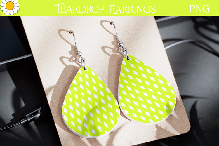 Neon Teardrop Earrings | Lime Geometric Jewelry Design
