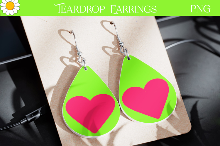 Neon Heart Teardrop Earrings | Bright Pop Art Earrings