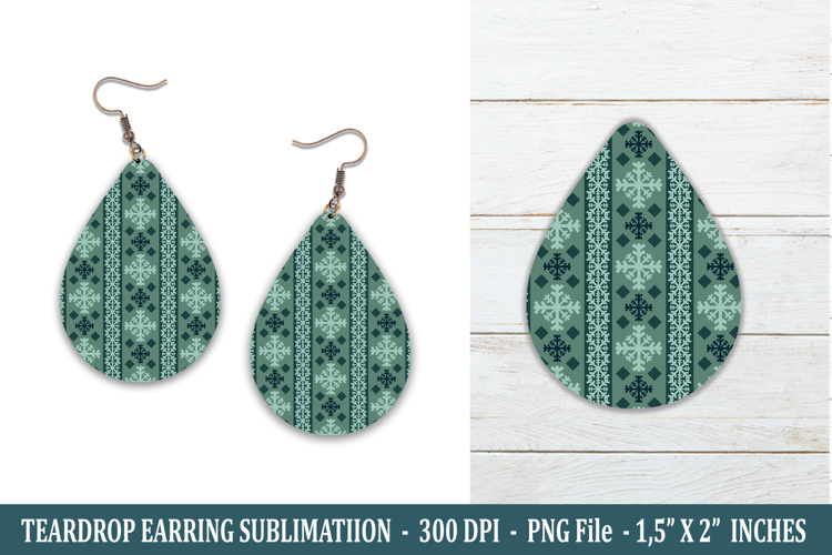 Snowflake Pattern Teardrop Earring | Earring Sublimation