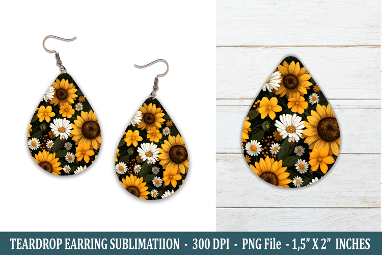 Daisy & Sunflower Teardrop Earring | Earring Sublimation
