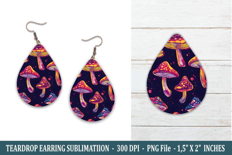 Whimsical Mushroom Teardrop Earring | Earring Sublimation