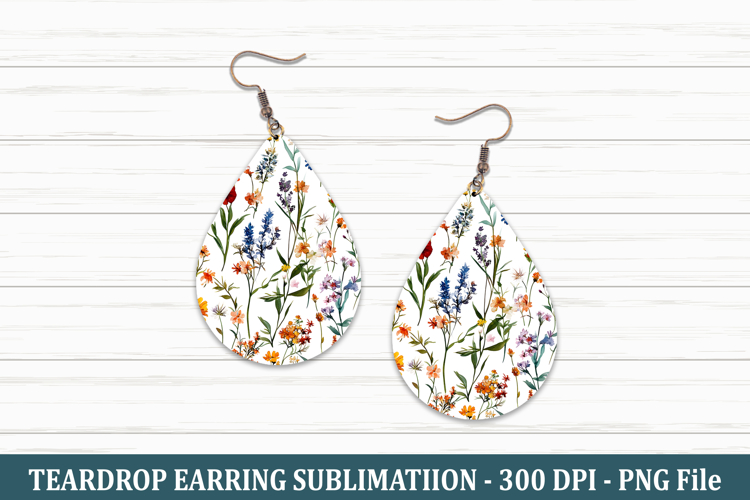 Watercolor Wildflower Teardrop Earring | Teardrop Earring