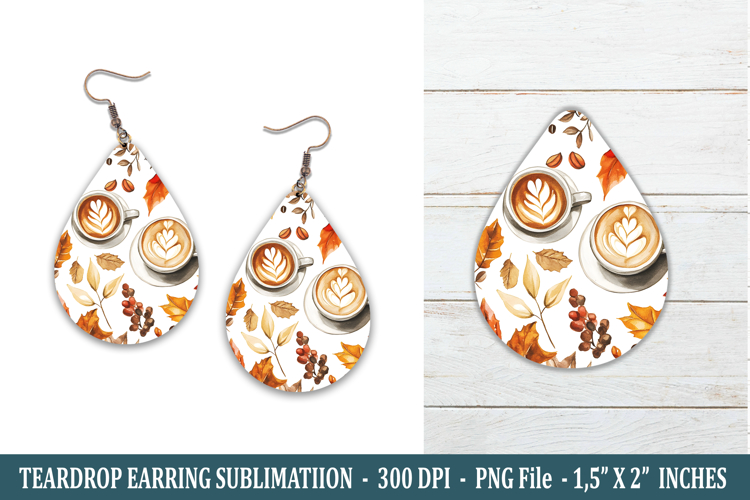 Fall Coffee Teardrop Earring | Earring Sublimation