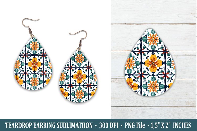 Portuguese Pattern Teardrop Earring | Earring Sublimation