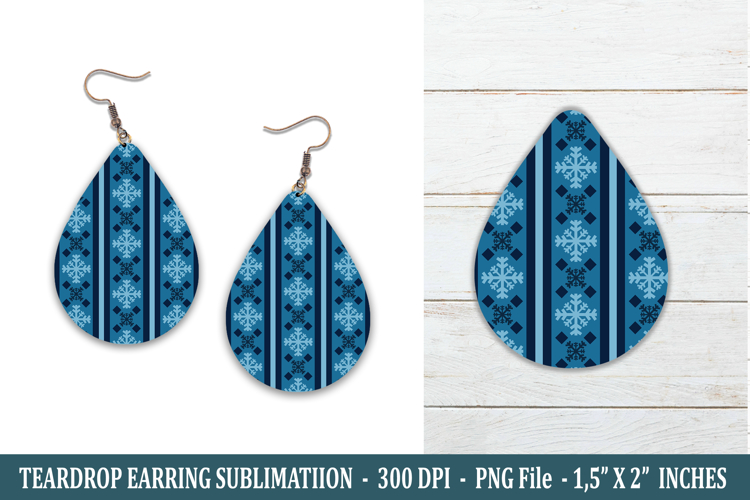 Snowflake Pattern Teardrop Earring | Earring Sublimation