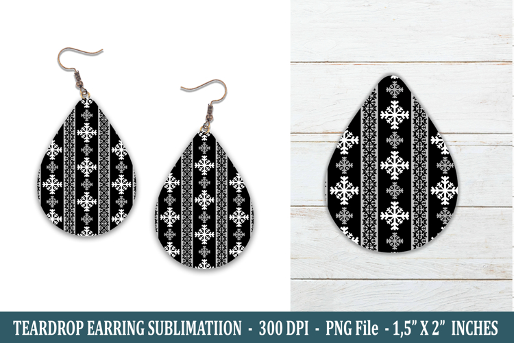 Snowflake Pattern Teardrop Earring | Earring Sublimation