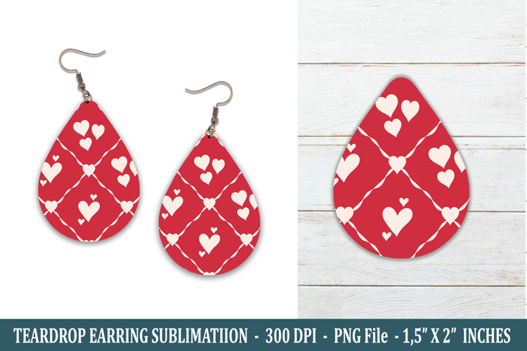 Heart Pattern Teardrop Earring | Earring Sublimation