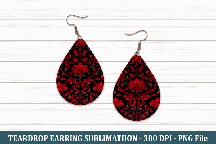 Gothic Red Floral Teardrop Earring | Teardrop Earring
