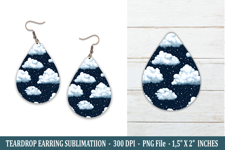 Snowy Clouds Teardrop Earring | Earring Sublimation