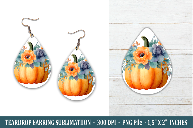 Flower Pumpkin Teardrop Earring | Earring Sublimation