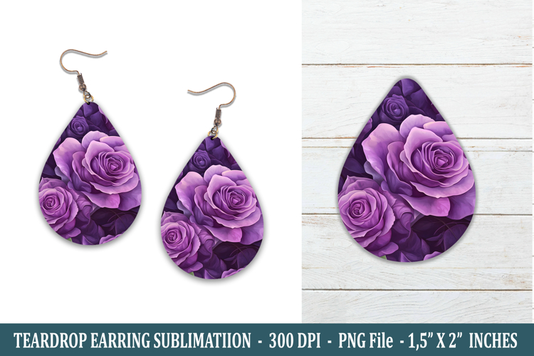 Purple Rose Teardrop Earring | Earring Sublimation