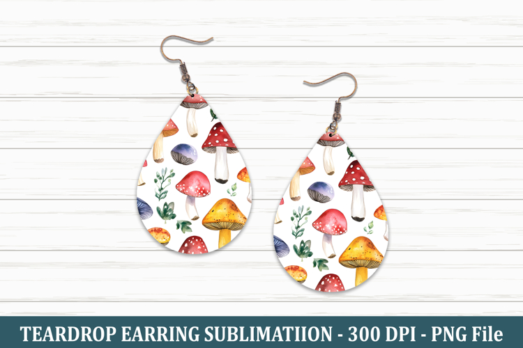 Watercolor Mushroom Teardrop Earring | Teardrop Earring