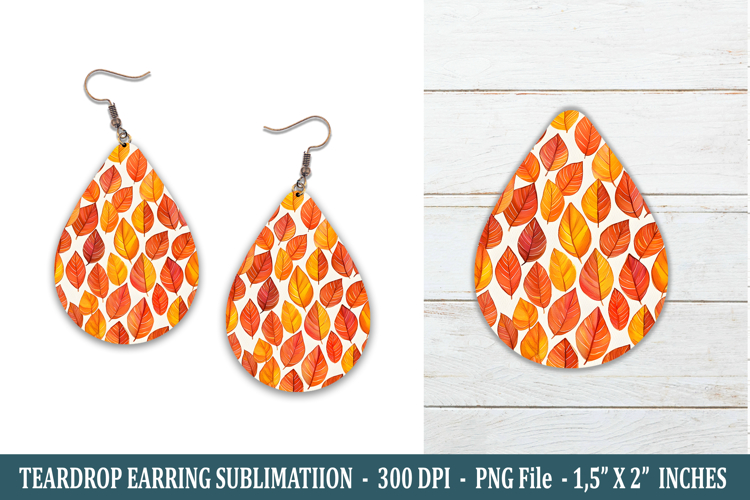 Fall Leaves Teardrop Earring | Earring Sublimation