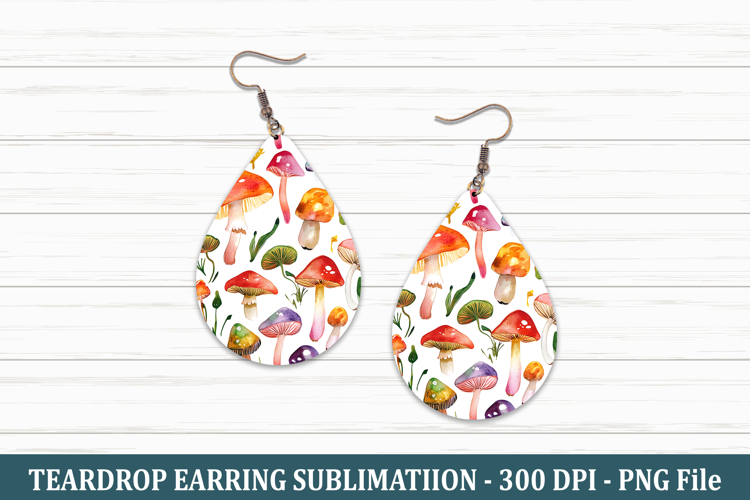 Watercolor Mushroom Teardrop Earring | Teardrop Earring