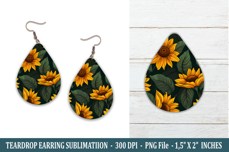 Sunflower Teardrop Earring | Earring Sublimation