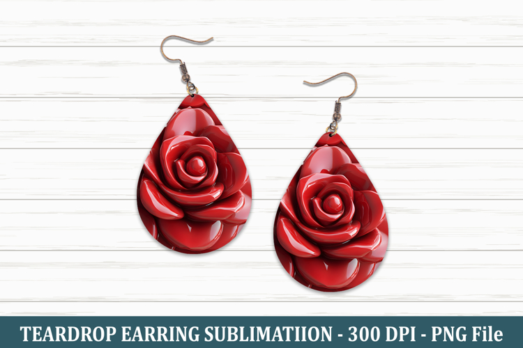 3D Inflated Rose Teardrop Earring | Teardrop Earring