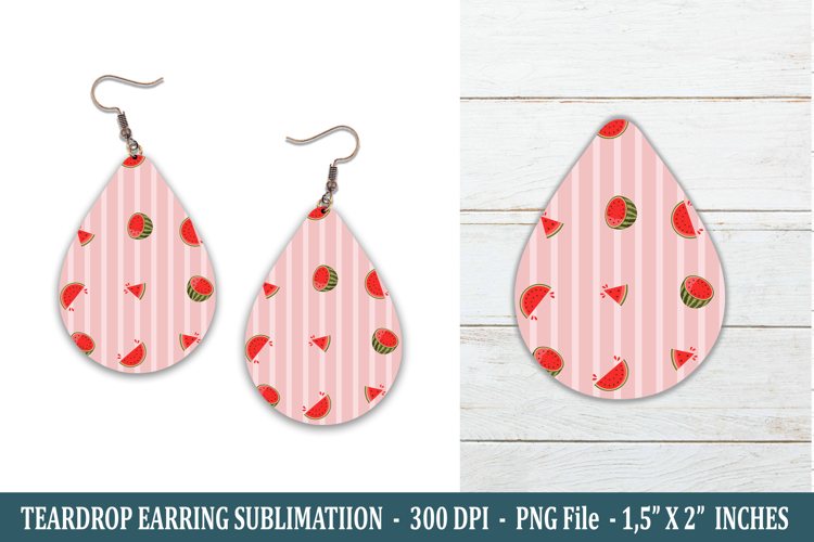 Watermelon Stripe Teardrop Earring | Earring Sublimation example image 1