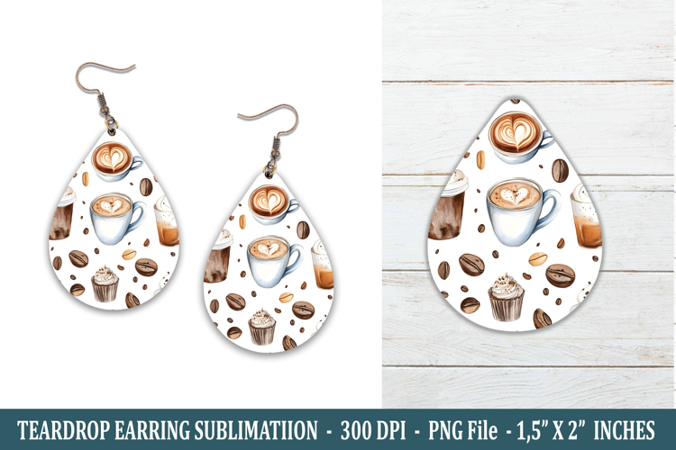 Watercolor Coffee Teardrop Earring | Earring Sublimation